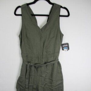 NEW Kuhl Fresco Small Jumpsuit Green Sleeveless V-Neck Tie Waist Wide Leg Womens